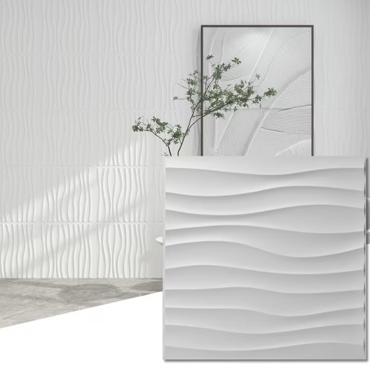 30 PIECES 3D Wall Panel Tile PVC Wave Wall Design White 11.7" x 11.7" Paintable