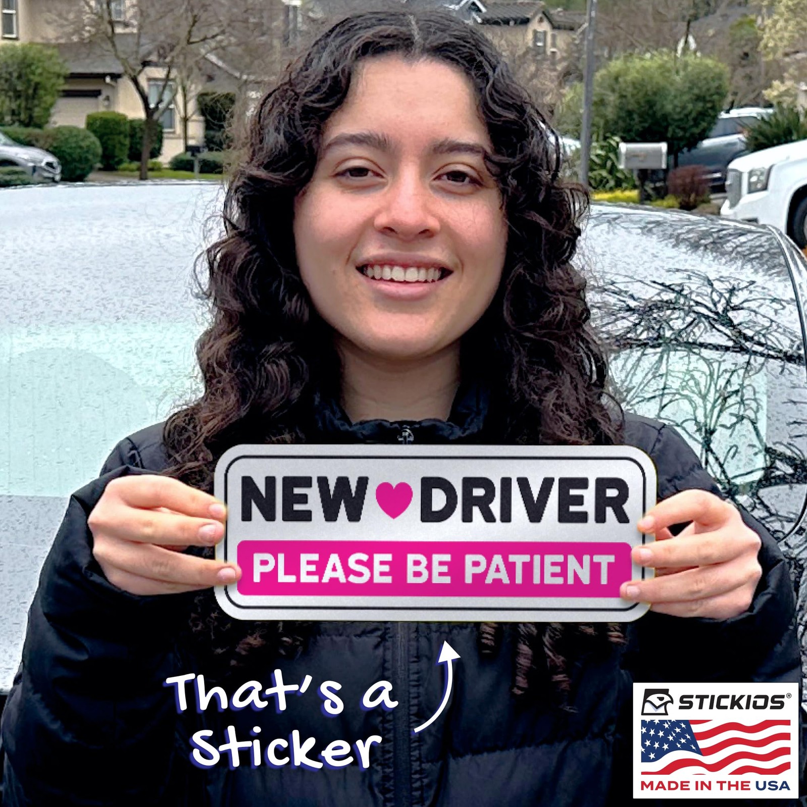 New Driver Stickers Pink Non-Magnetic for Cars & Windows Reusable
