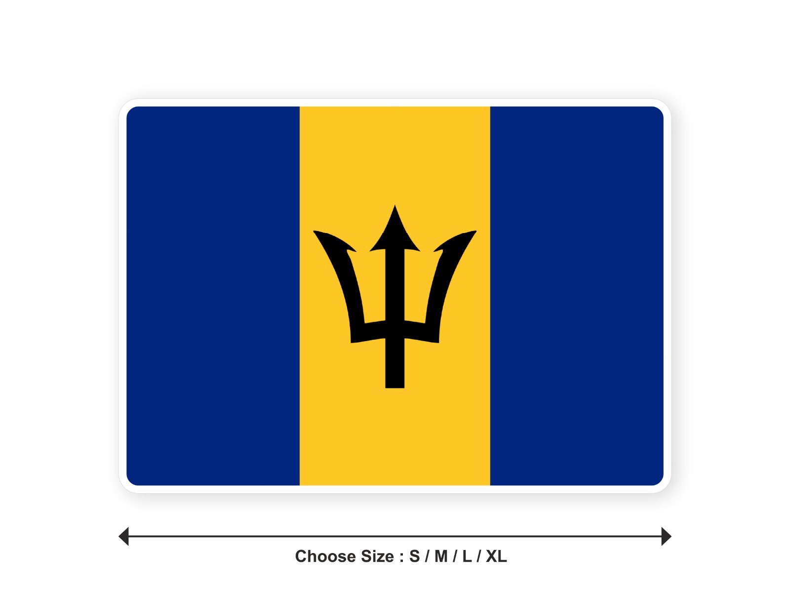 Sticker flag BARBADOS Barbadian 3,9′′(S) -11′′(XL) decal white border