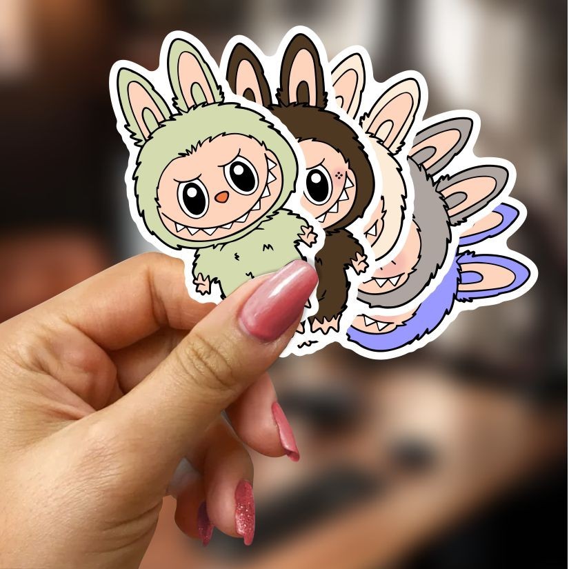 Labubu Set of 10 Stickers, Peel N' Stick, Different sizes
