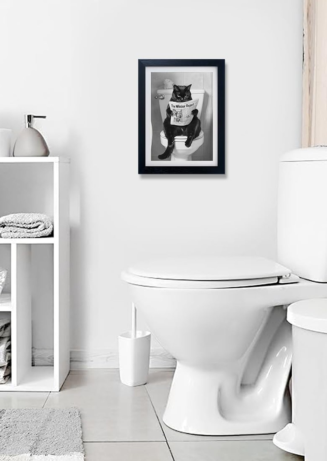 Black Cat Bathroom Wall Art Black and White Cat on Toilet Picture Wall Decor …