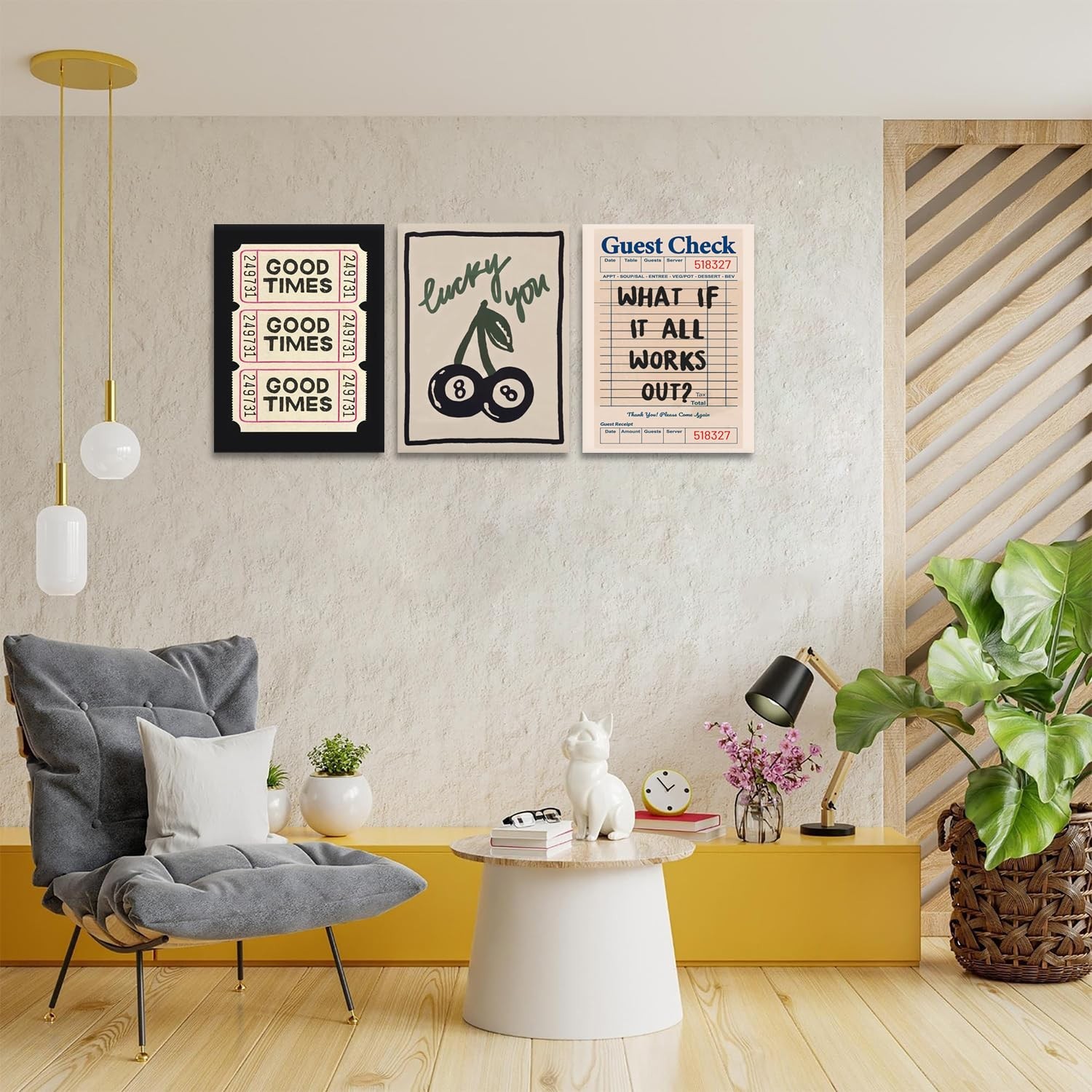 Dytila Framed What If It All Works Out Quote Wall Art Set of 3, Retro Good Ti…