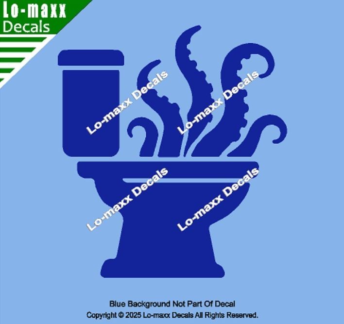 Octopus Tentacles Toilet Pictogram Restroom Vinyl Decal Unnatural Origins