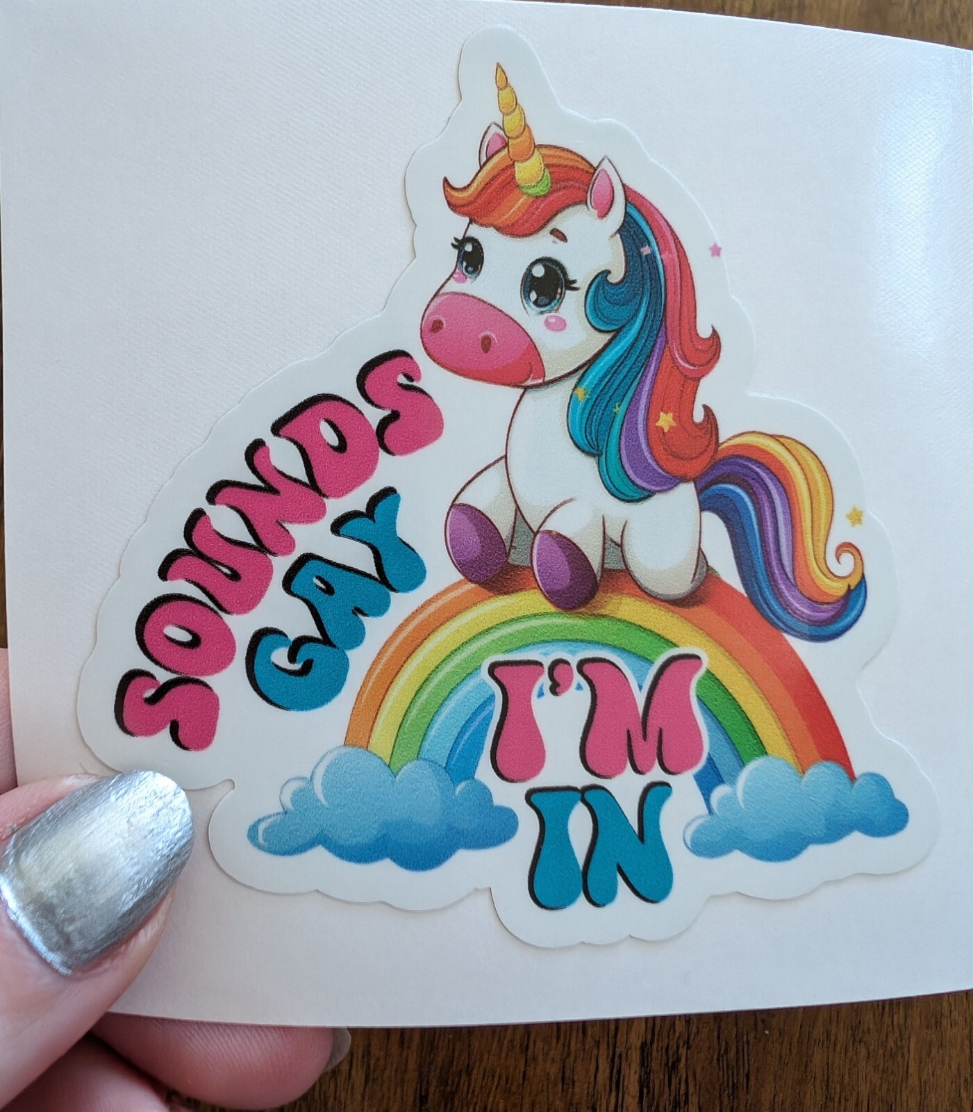 3.25" Unicorn Rainbow Decal Sticker Sounds Gay Im In Funny Pride Ally LGBTQ Fun
