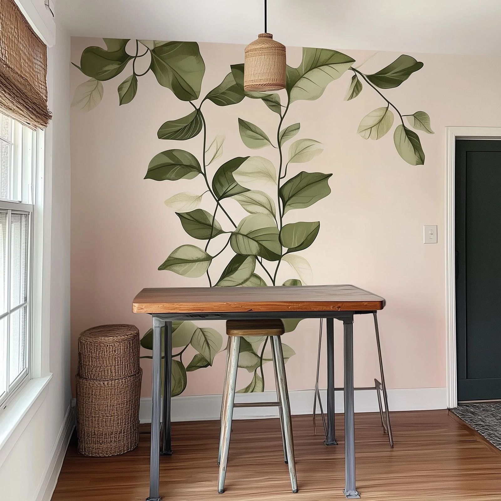Vertical Leaf Wall Decal Sticker | Green Branch Decor