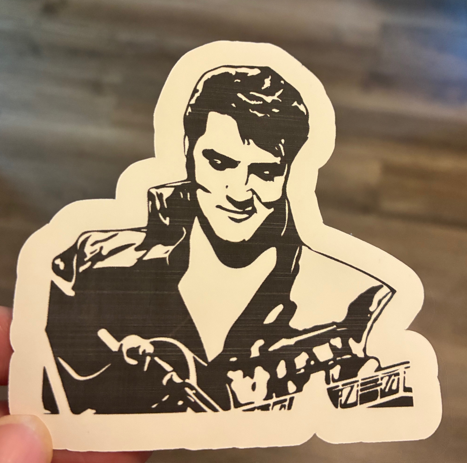 Elivs Presley Large 3 1/2 inch Vinyl, Water Resistant Sticker laptop waterbottle
