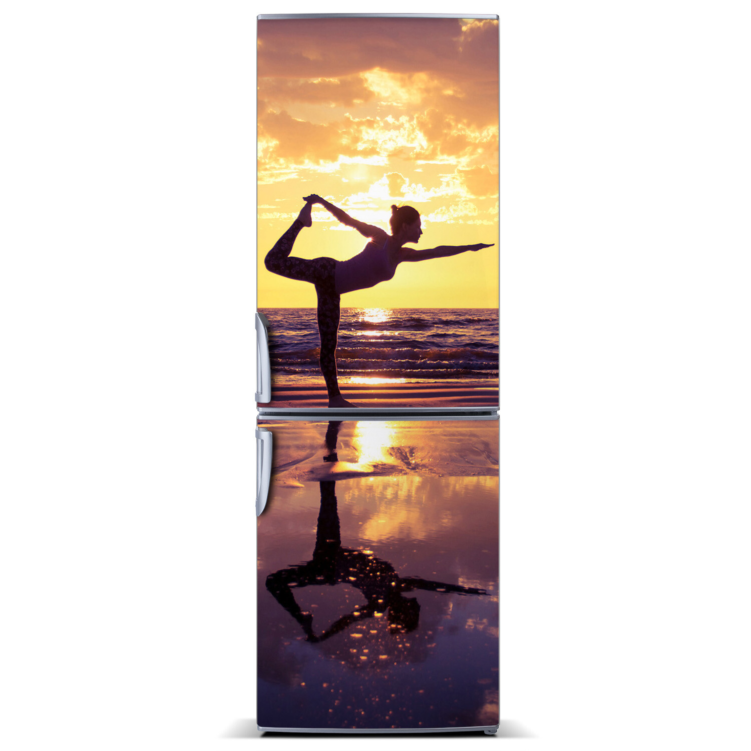 Magnet Sticker Refrigerator removable Peel & Stick People Yoga on the beach