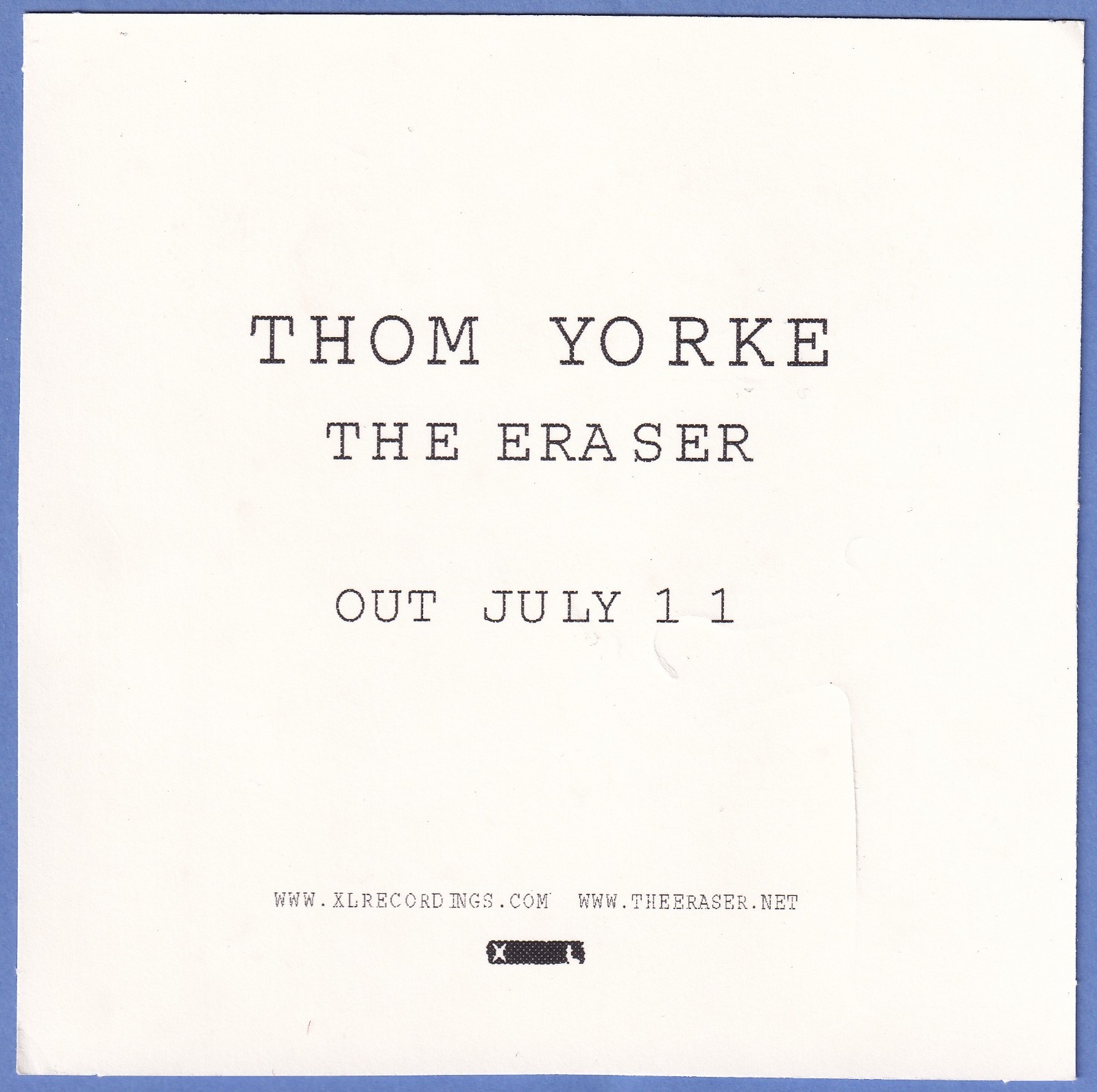 Thom Yorke The Eraser Promo Sticker 2006 5" x 5"