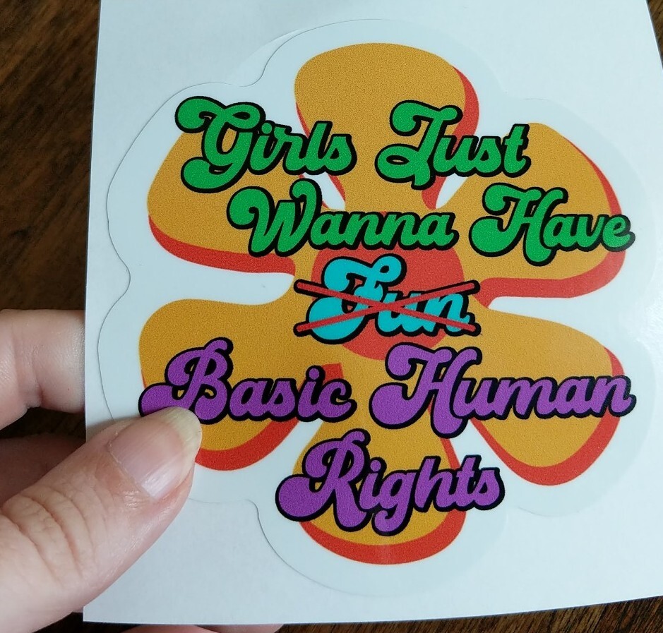 4" Girls Just Wanna Have Basic Human Rights Decal Vinyl Sticker Roe v Wade Retro