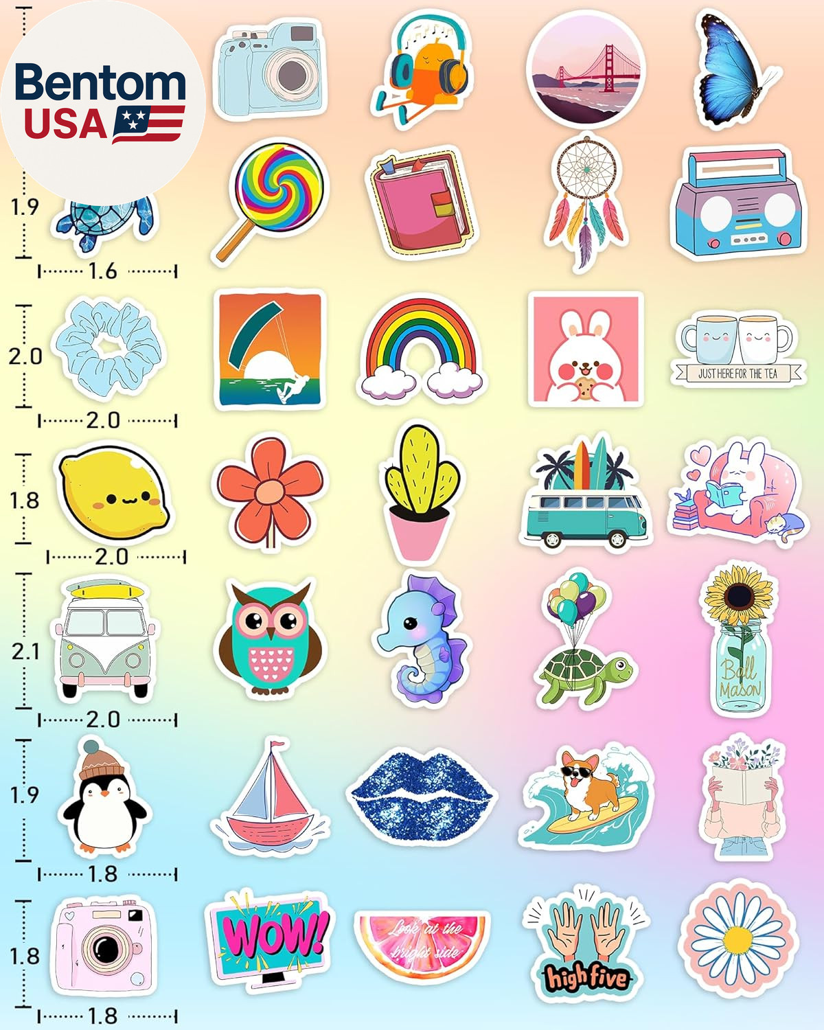 Stickers for Water Bottles, 300 Pcs/Pack Random Cute Vinyl Waterproof Laptop Sti