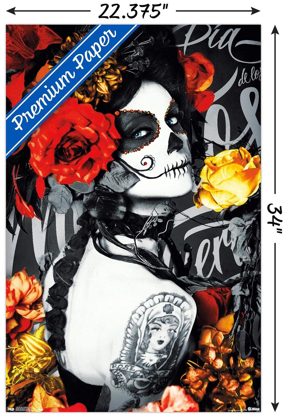 Trends International Día De Los Muertos – Tattoo Wall Poster, 22.375" x 34"