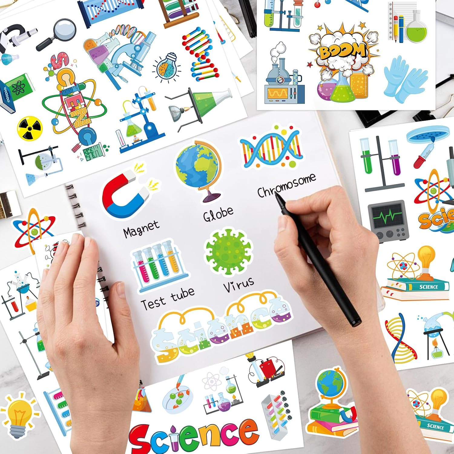 312PCS Science Stickers for Kids, Self-Adhesive Chemical Physical Biological Sti