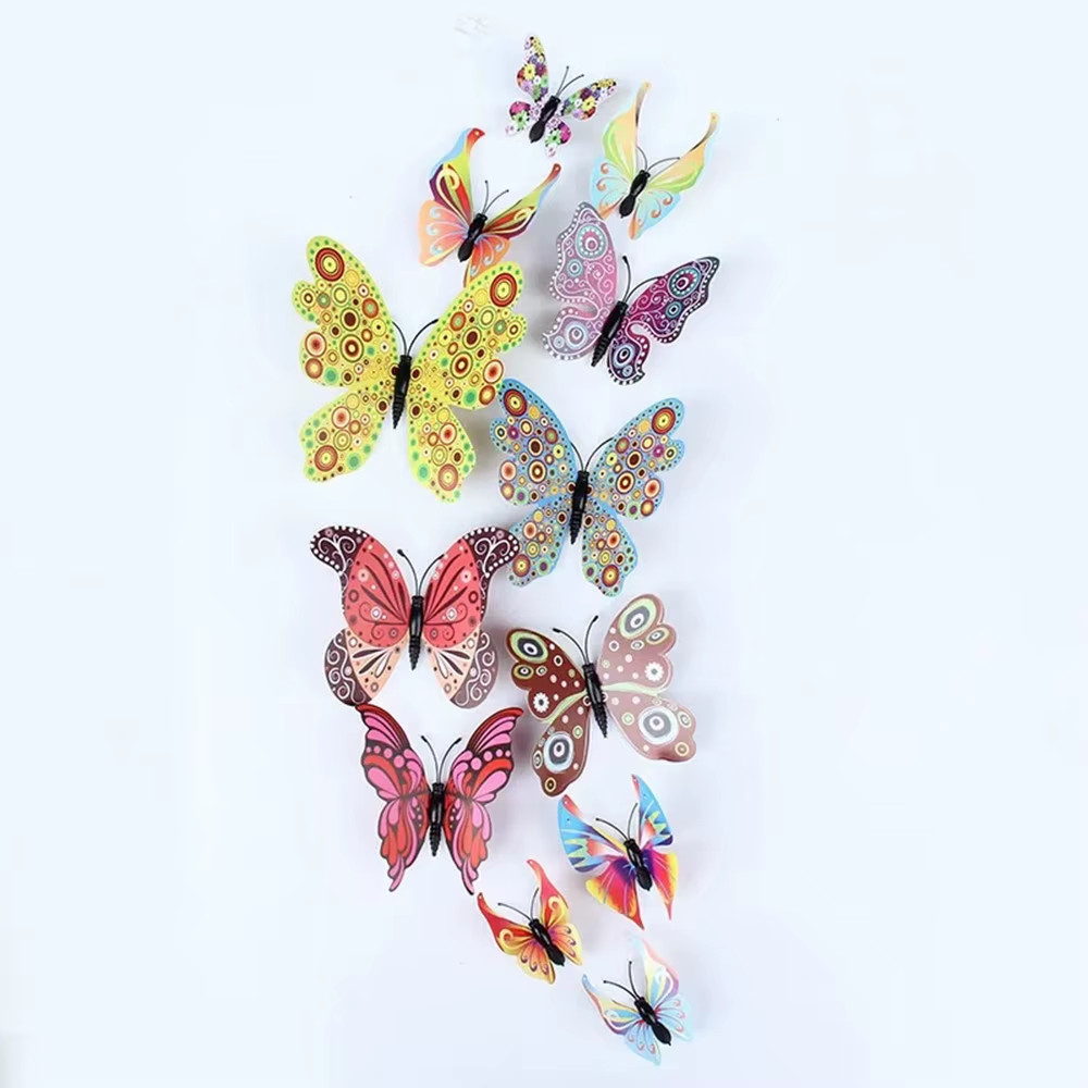 12Pcs 3D Butterfly Wall Stickers Diy Stationery Sticker Handmade Craft Supplies