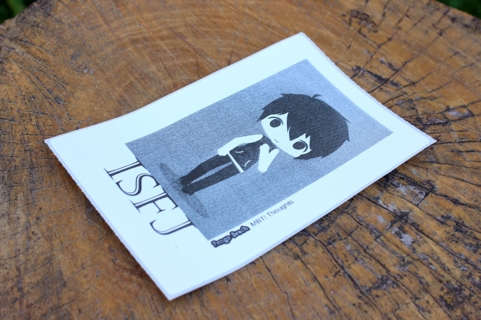 ISFJ Boy B/W 4"x6" Thermal Sticker – Kawaii Anime Chibi – MBTI – Pongo Beach