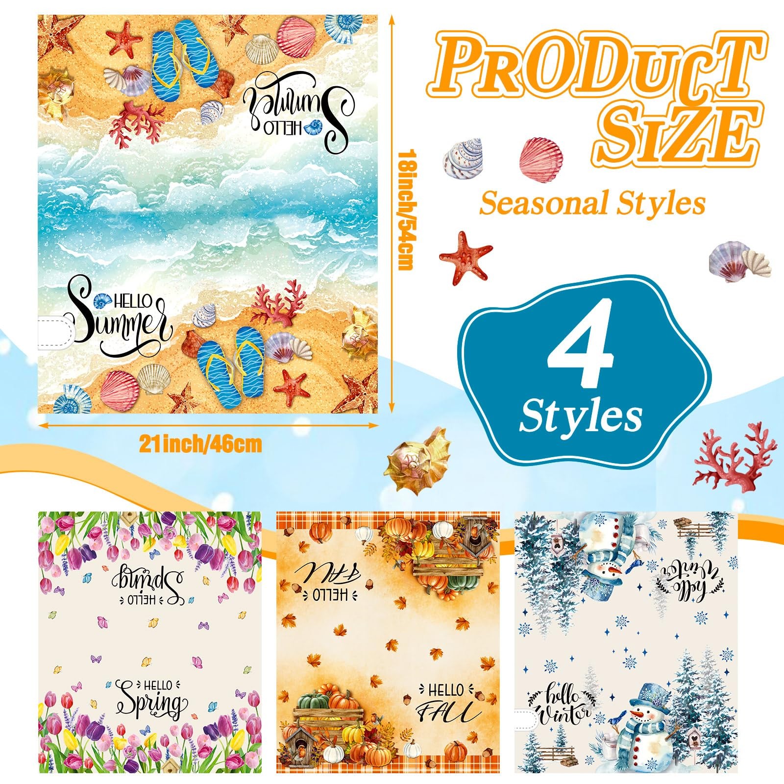 Dispowreath 4 Pcs Mailbox Covers Magnetic Standard Size 18 x 21 Inch Beach