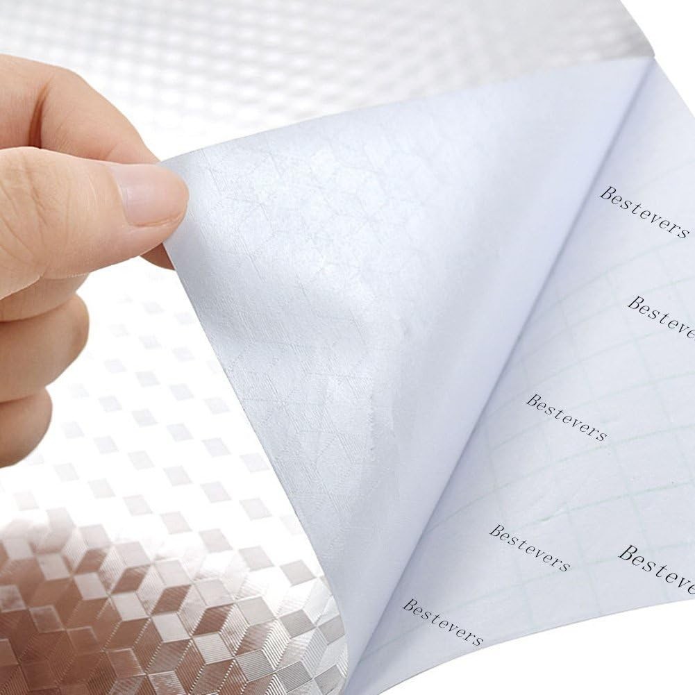 Kitchen Waterproof Aluminum foil Stickers Anti Greasy Counter, 15.7X118.1 inches