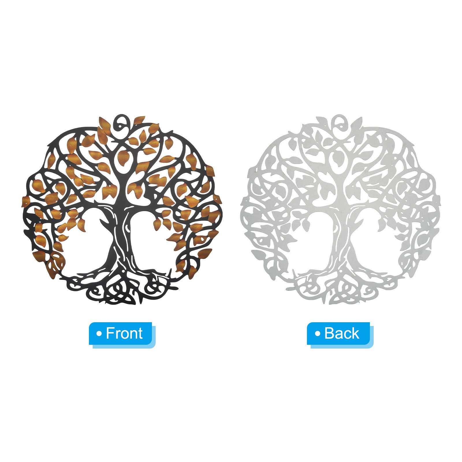 Metal Tree Wall Decor Tree of Life Wall Sculpture Ornament Yellow Black