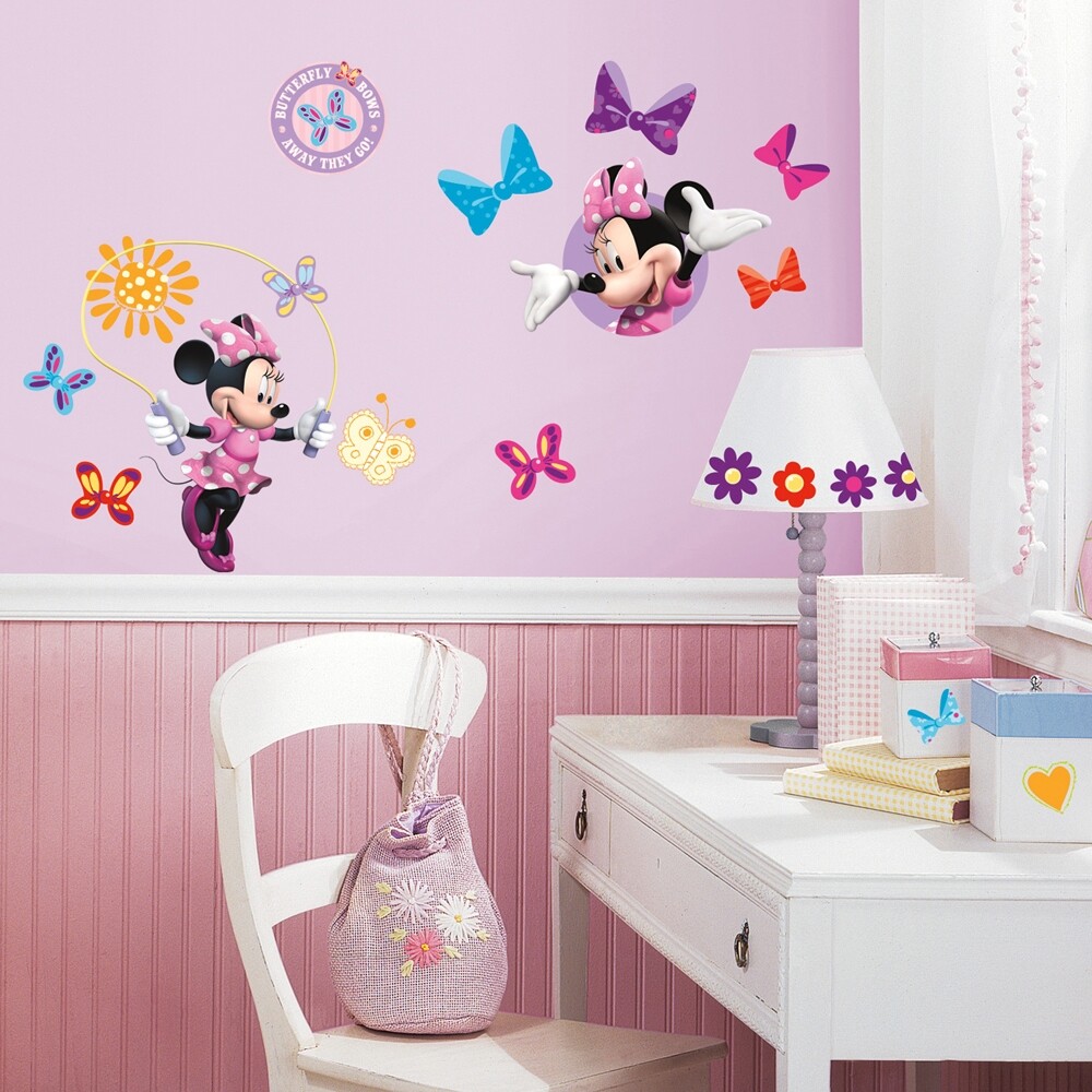 MINNIE MOUSE BOWTIQUE Wall Decals 33 New Girls Bedroom Stickers Peel and Stick