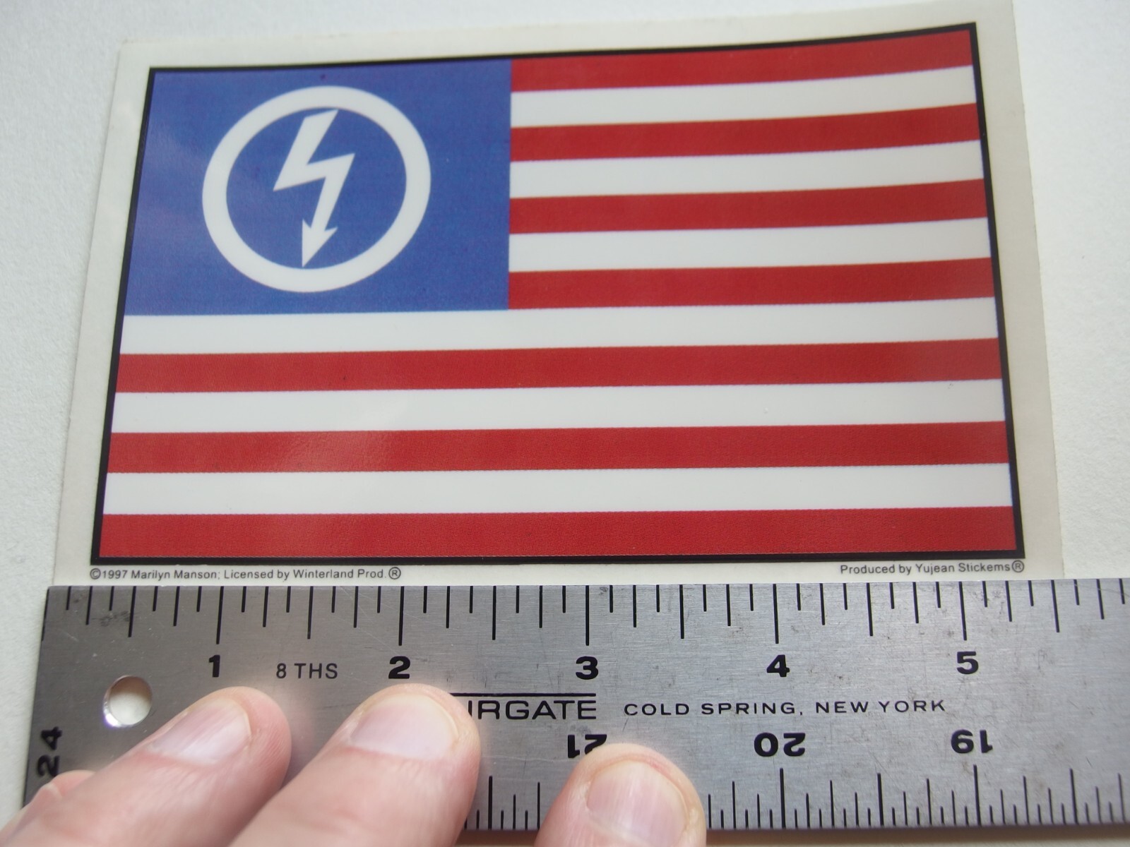 Vintage Marilyn Manson Shock Flag Sticker 1997 Rare Yujean Winterland 3.5"