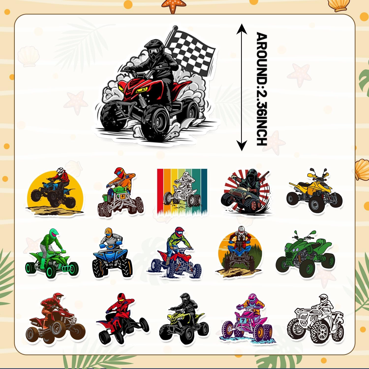50PCS Four Wheeler ATV Quad Bike Stickers Dirt Bike Decals Party Favors Birthday