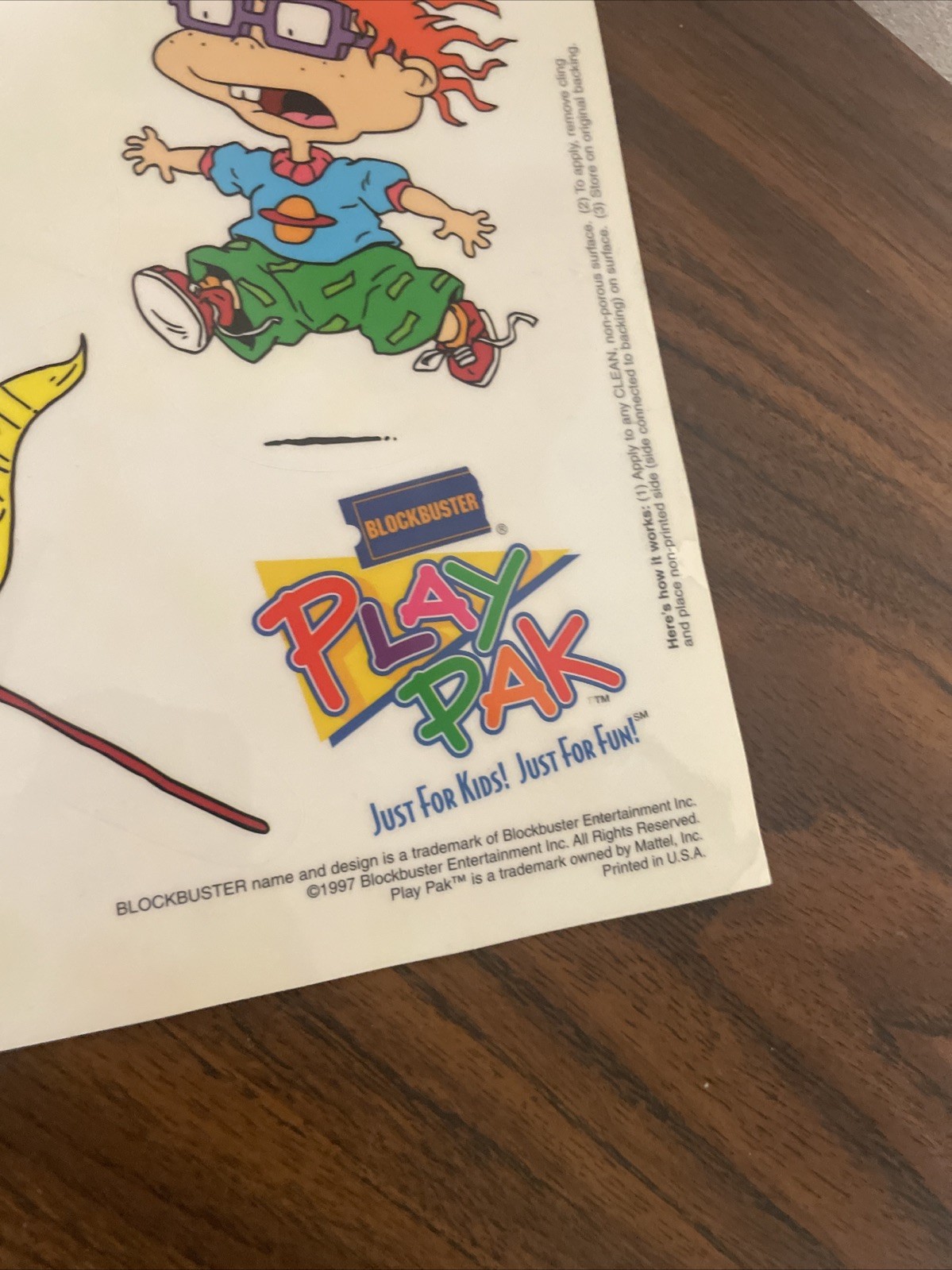 Rugrats Nickelodeon Blockbuster Cling set Or Removable Window Stick 2 Vintage