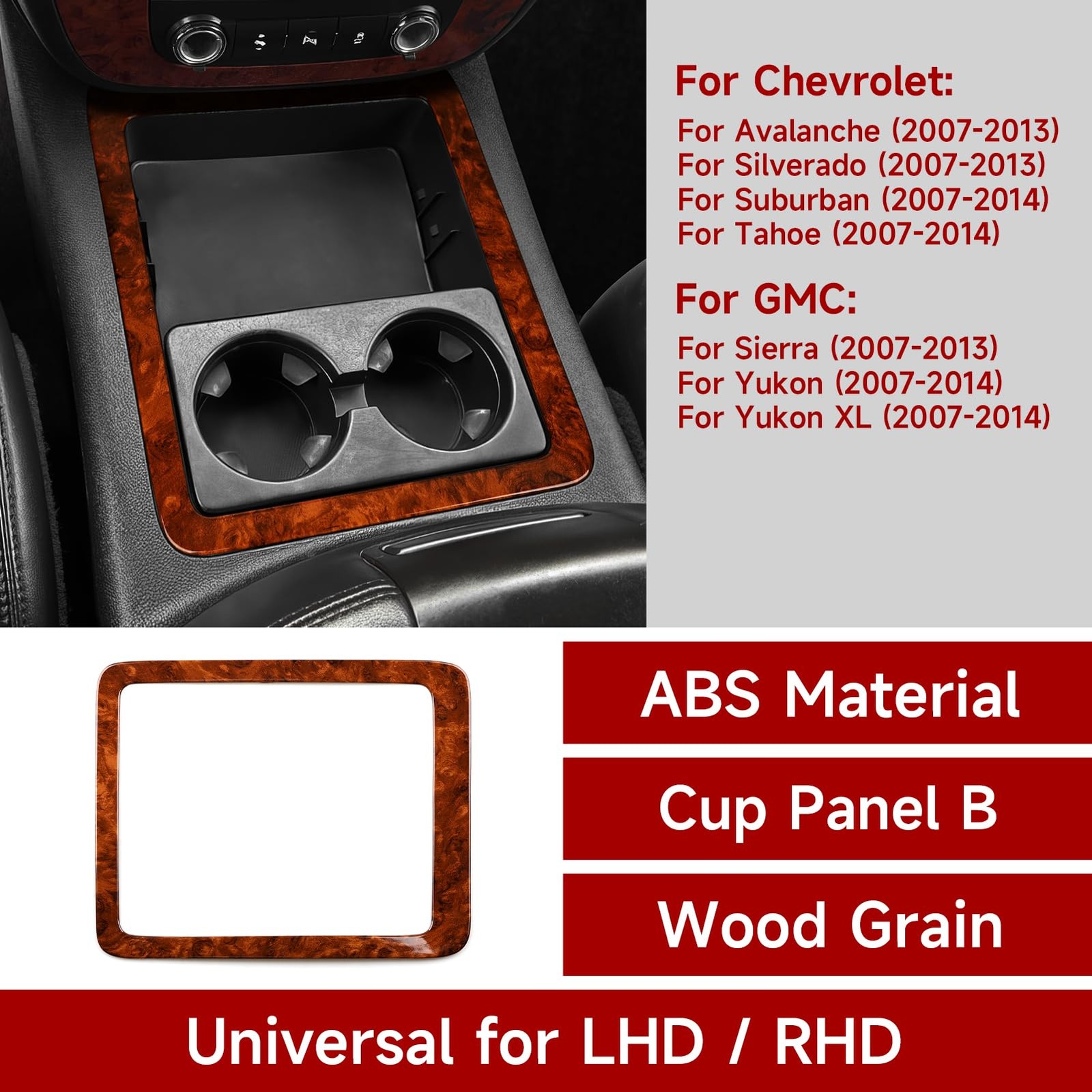 Wood Grain Car Cup Holder Trim Sticker for Chevrolet GMC Accessories