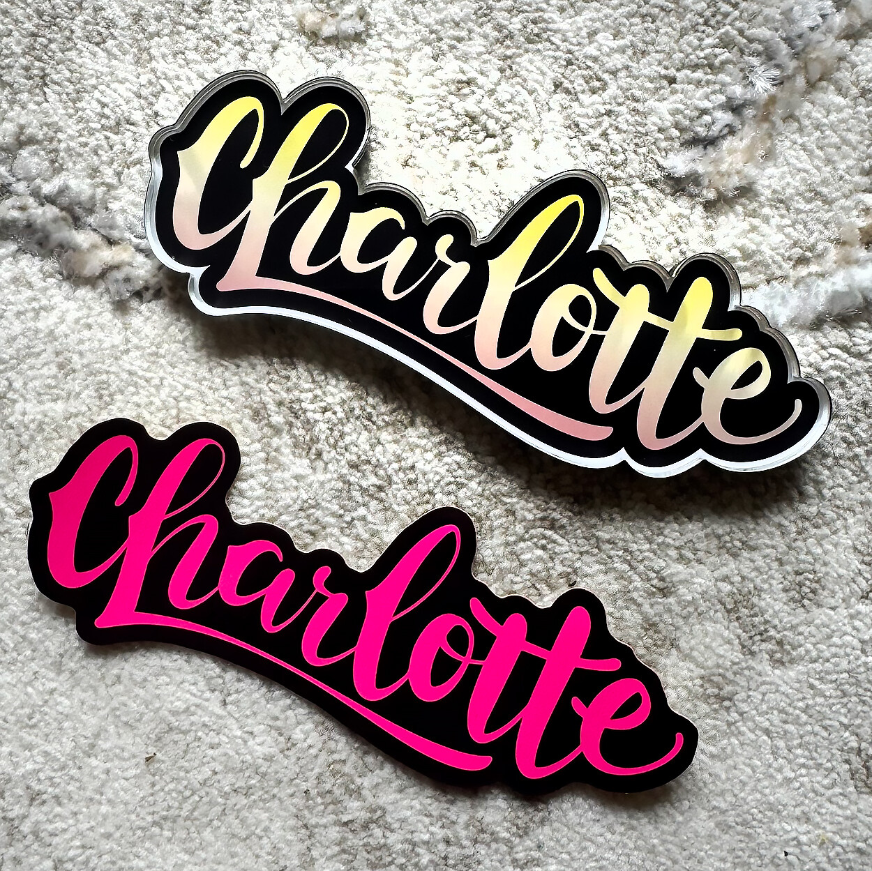 Neon Name Sticker : CHARLOTTE | for school or Office | graffiti | Calligraphy
