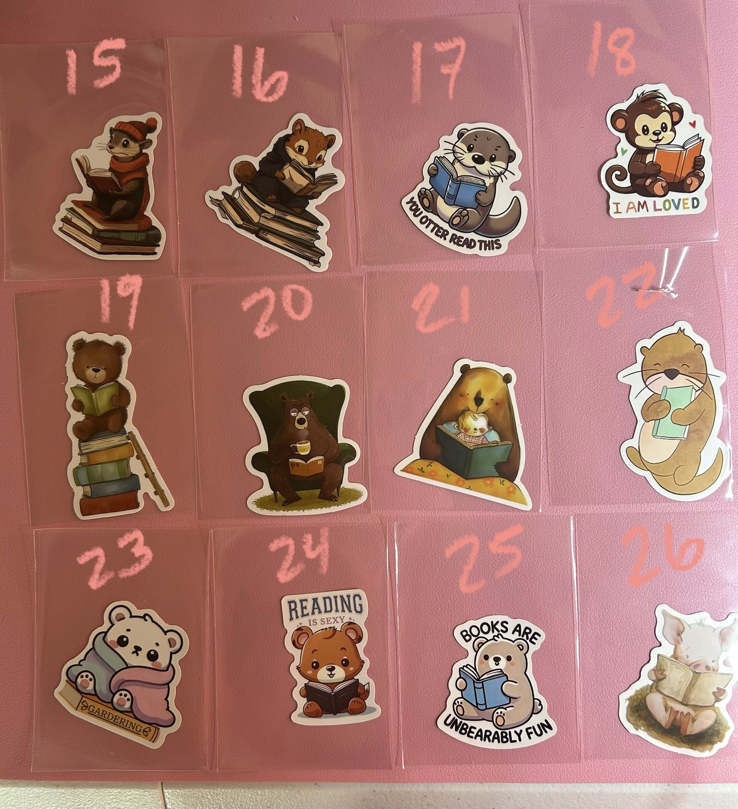 Animals Reading Books Stickers
