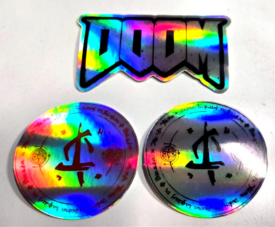 The Doom Slayer Hell Monster Video Games Vinyl Holographic Sticker Set of 3