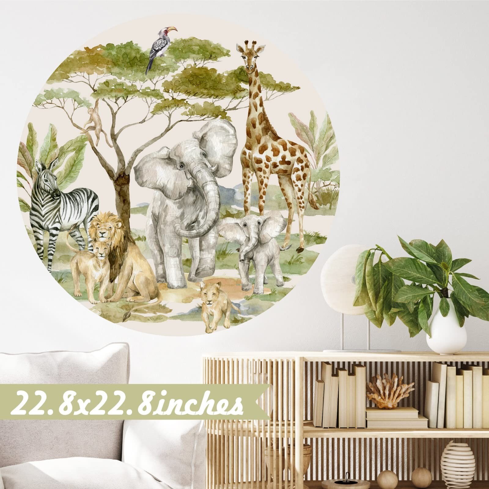 Jungle Animals Wall Decals Kids African Safari Animal Wall Decal Peel and Sti…