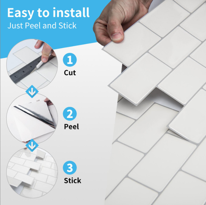 10PK Art3d Peel and Stick Tile Backsplash for Kitchen Bathroom 12” X 12”. 9SQ