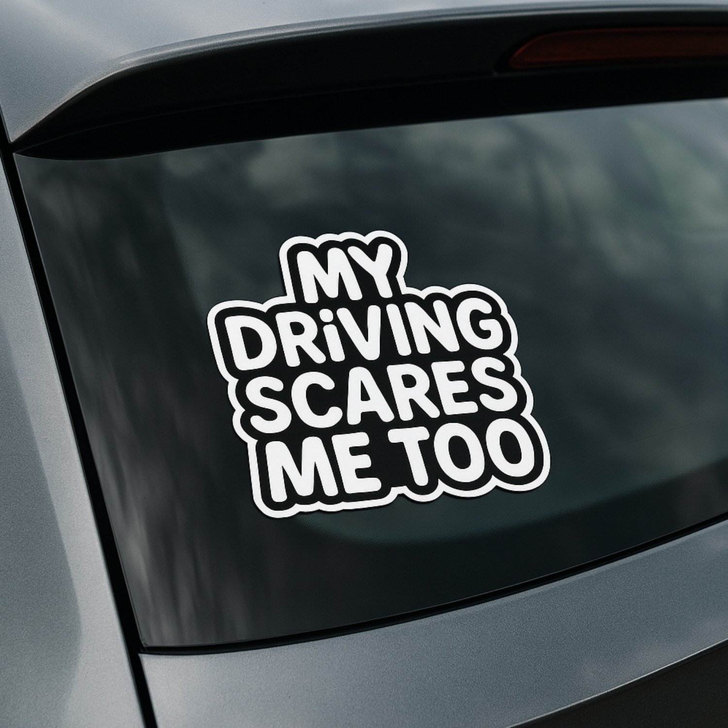 Funny "My Driving Scares Me Too" Stickers: 4-Pack Waterproof Vinyl Decals