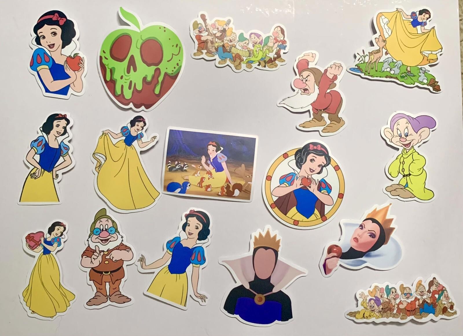 Stickers Snow White Princess 50 Pcs Dwarfs Dopey Grumpy Happy US SELLER