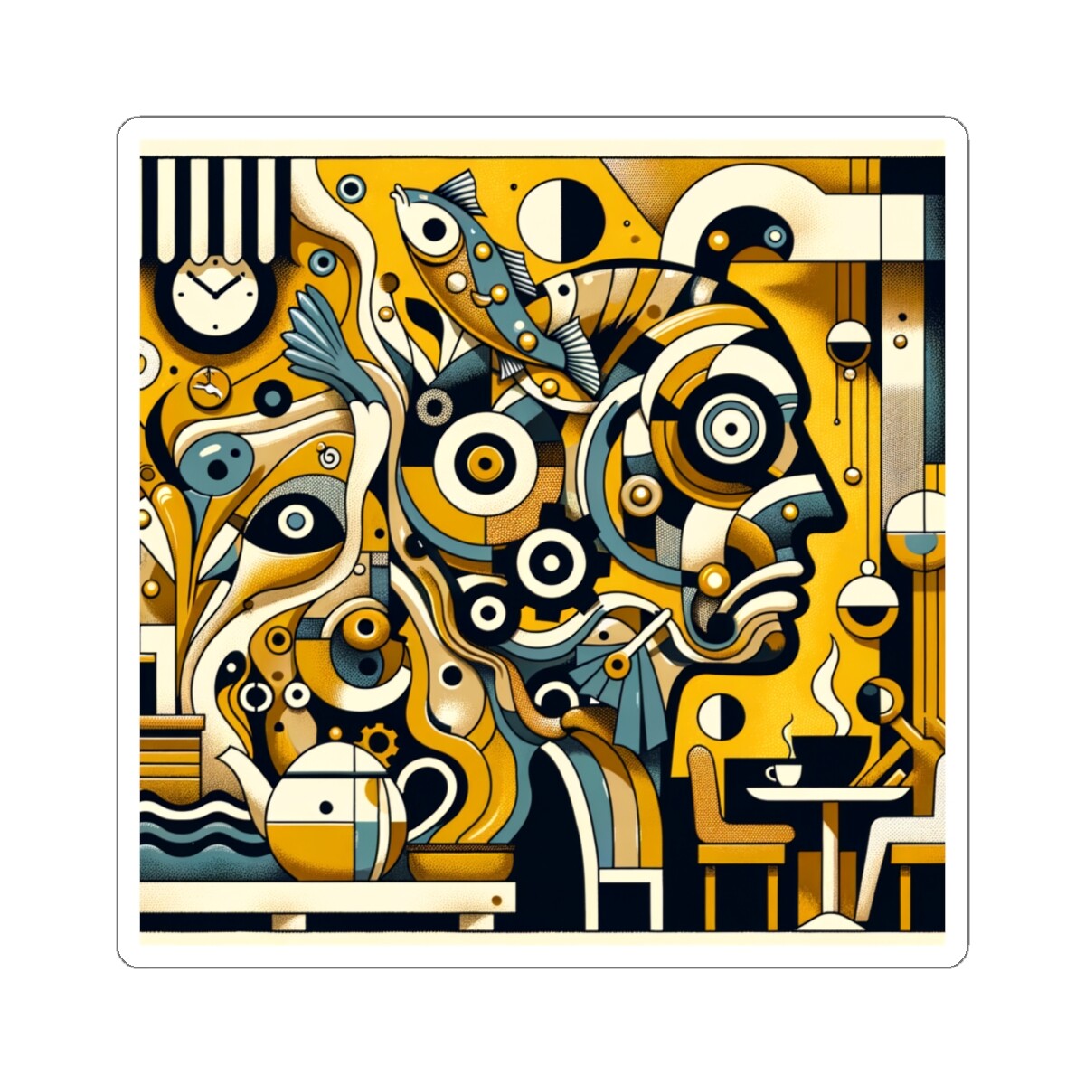 Sticker Dada Absurd Clock-Melting Café 2×2 3×3 4×4 6×6