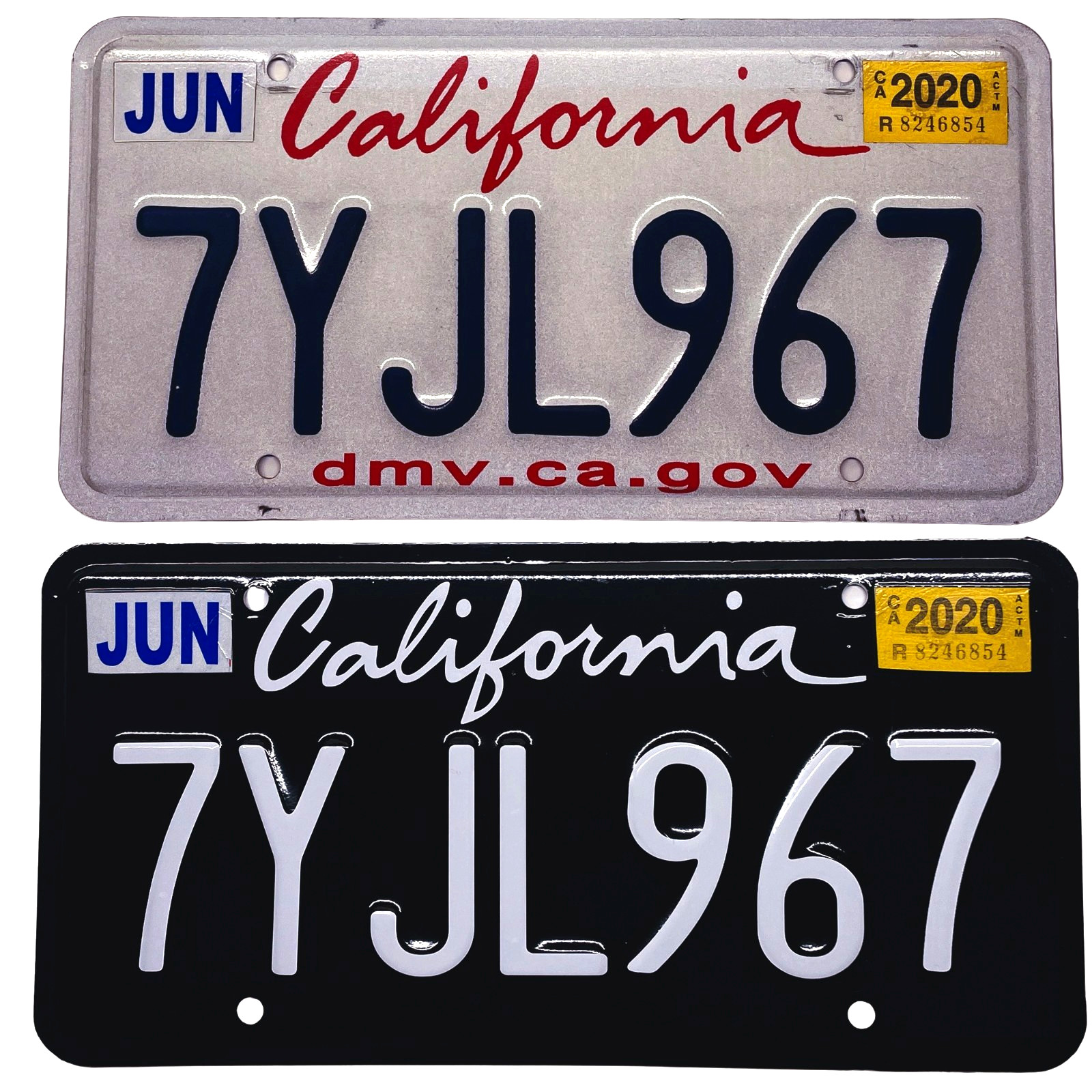 Cursive and Legacy California CA Plate Wrap DIY Kit White, Yellow Red Reflective