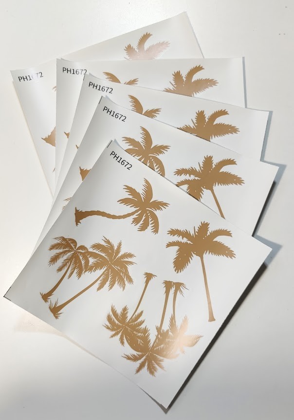 20 Loinuosen Palm Tree Wall Decals – Tan Gold Tropical Decor 5 Sheets 6" Tall