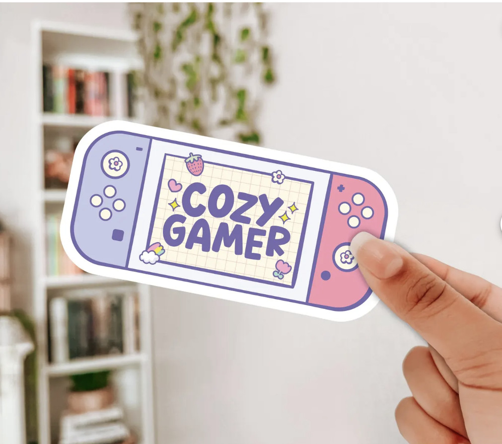 Cozy Gamer Controller Sticker – Chill Vinyl Decal for Late Night Gaming