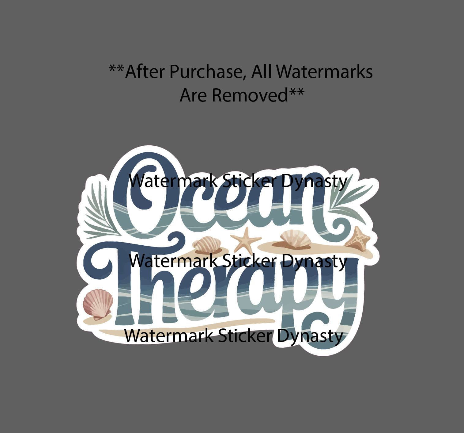 Ocean Therapy Sticker Waterproof Decal Beach Tropical Shells Travel Gift NEW