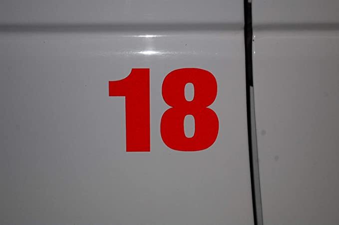 0-9 Reflective Numbers Red Sticker Vinyl Decals CHOOSE 1" – 12" Set Of 40 (RV2)