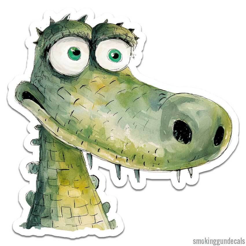 Funny Crocodile Gator, Vinyl Decal Sticker, Indoor Outdoor, 3 Sizes, #12292