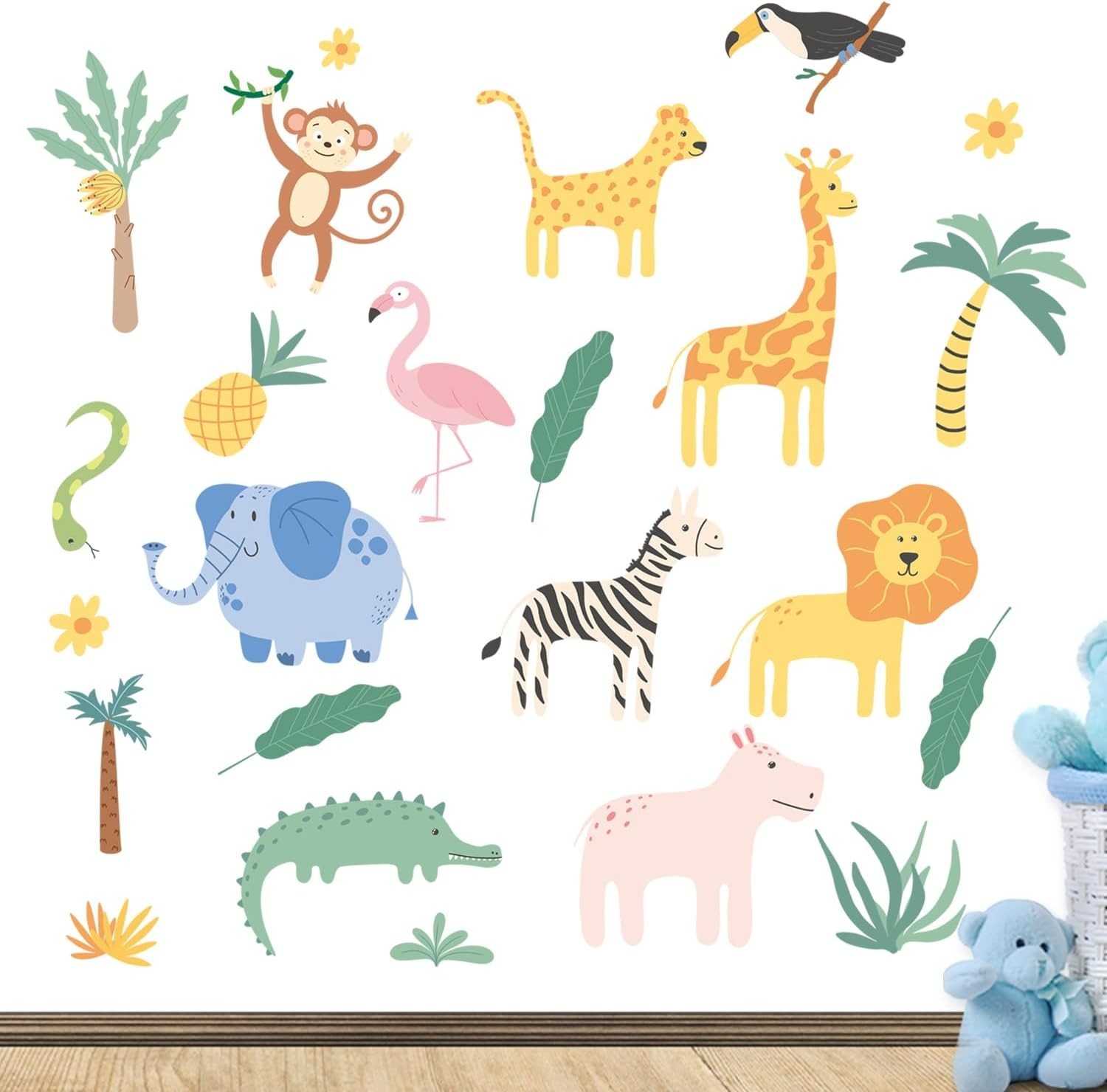 Cute Jungle Animal Wall Decals – 26 Waterproof Safari Stickers for Nursery Bliss