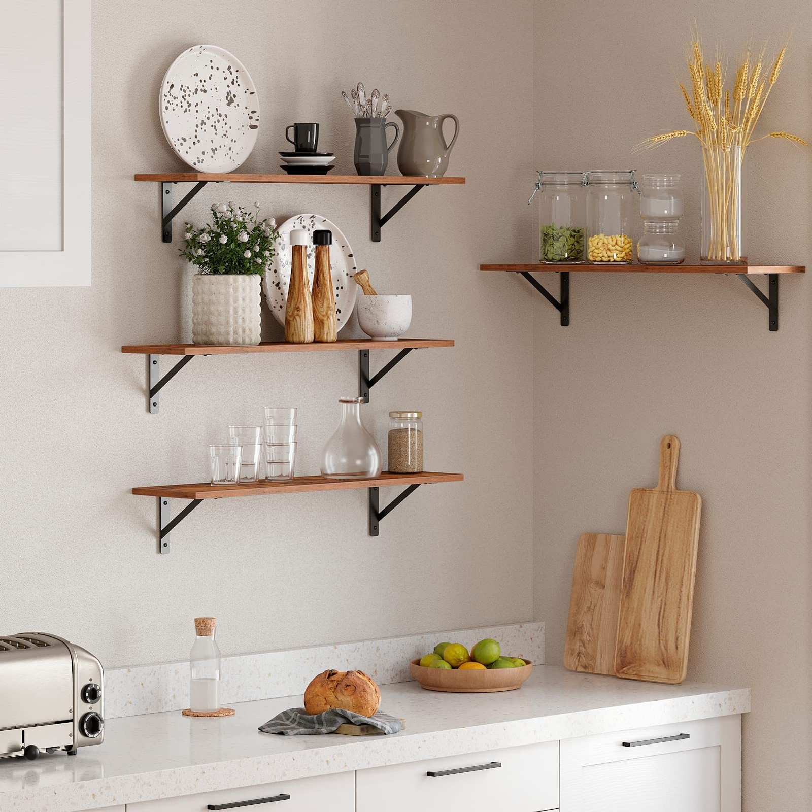 DINZI LVJ Long Wall Shelves, 31.5 Inch Wall Mounted Shelves Set of 2, Easy-to…