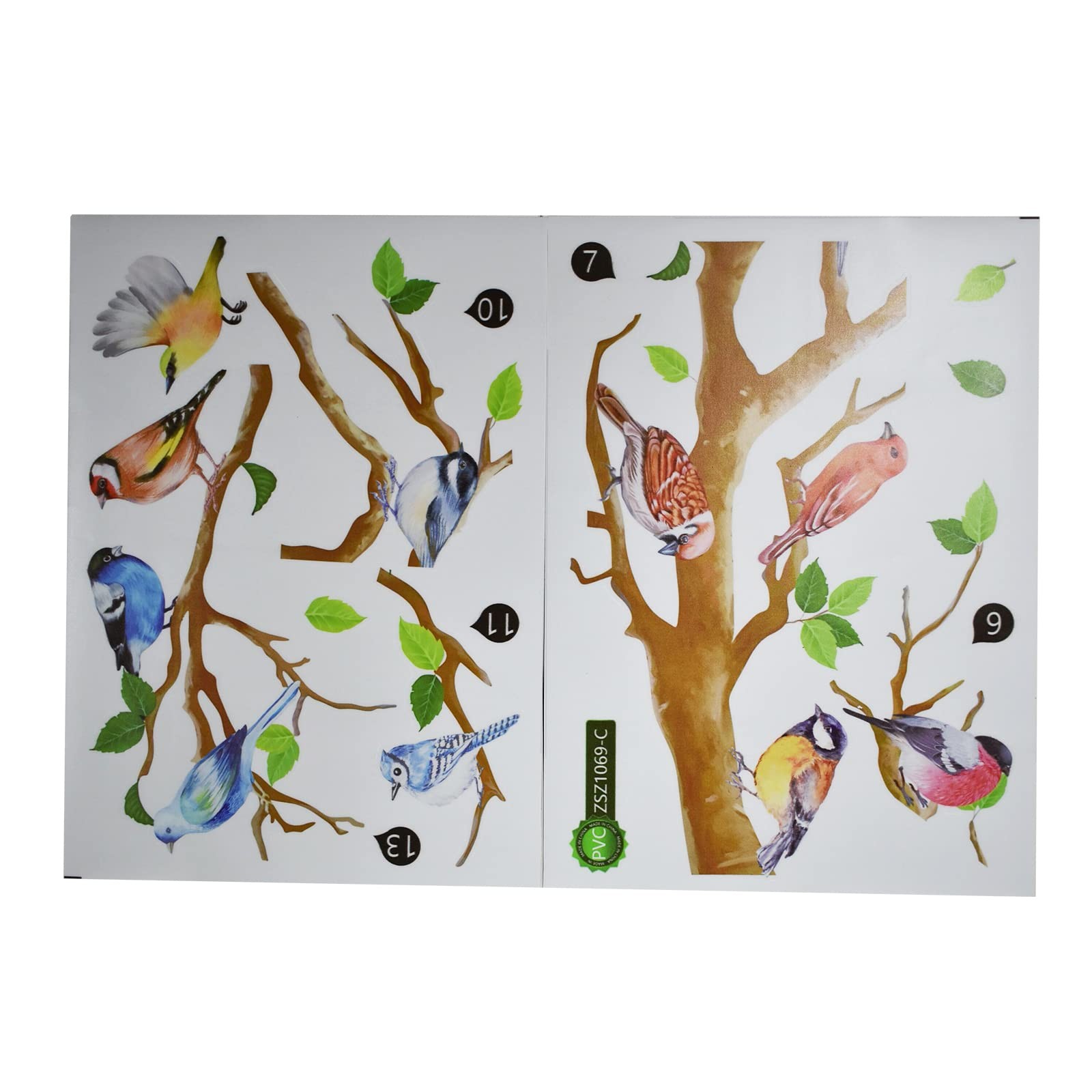 Maydahui Little Birds on Tree Branches Wall Decal Vinyl Sticker (34 x A