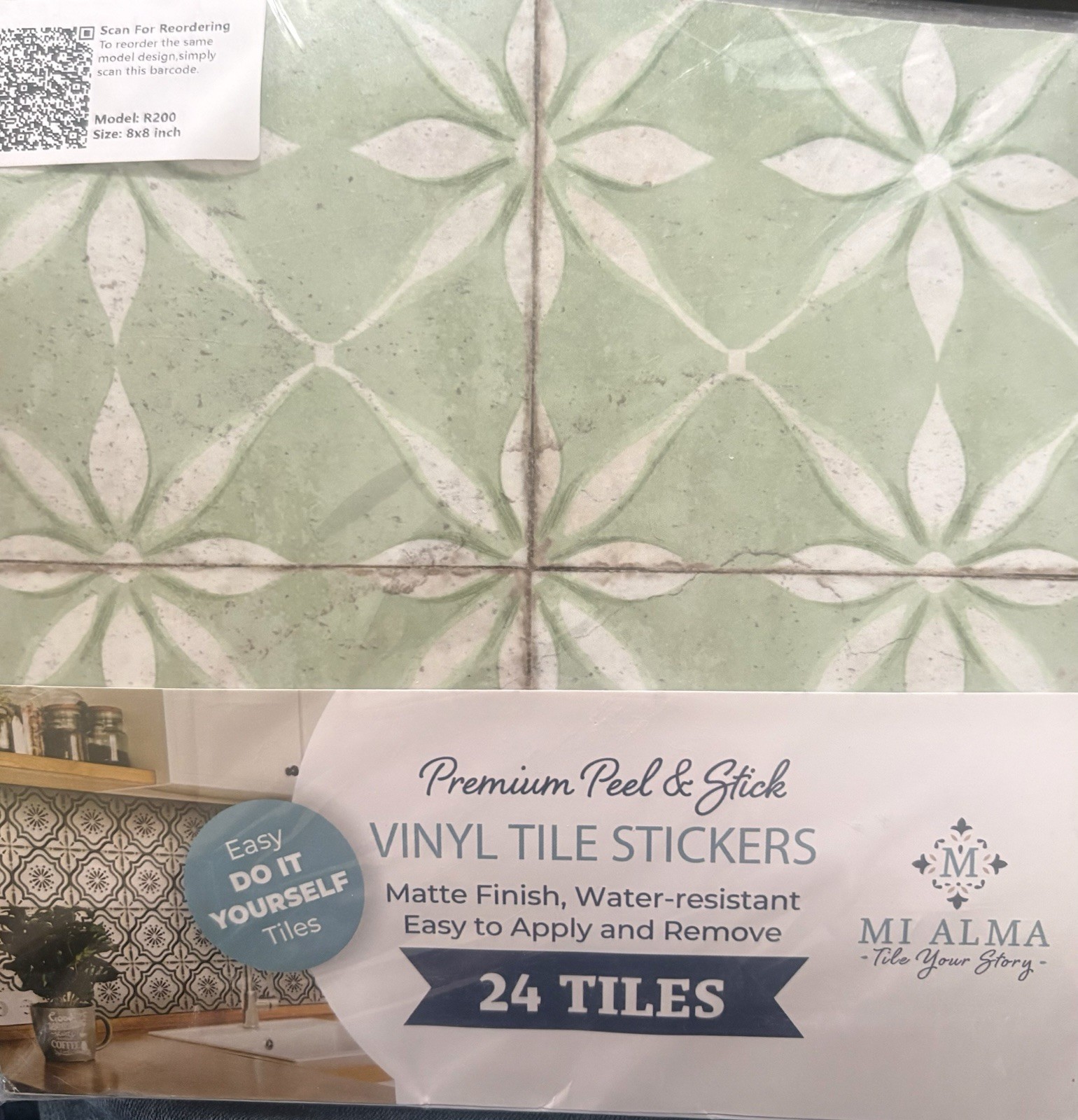 MI ALMA Vinyl Tile Stickers 8”x8” Model R200 Pack Of 24