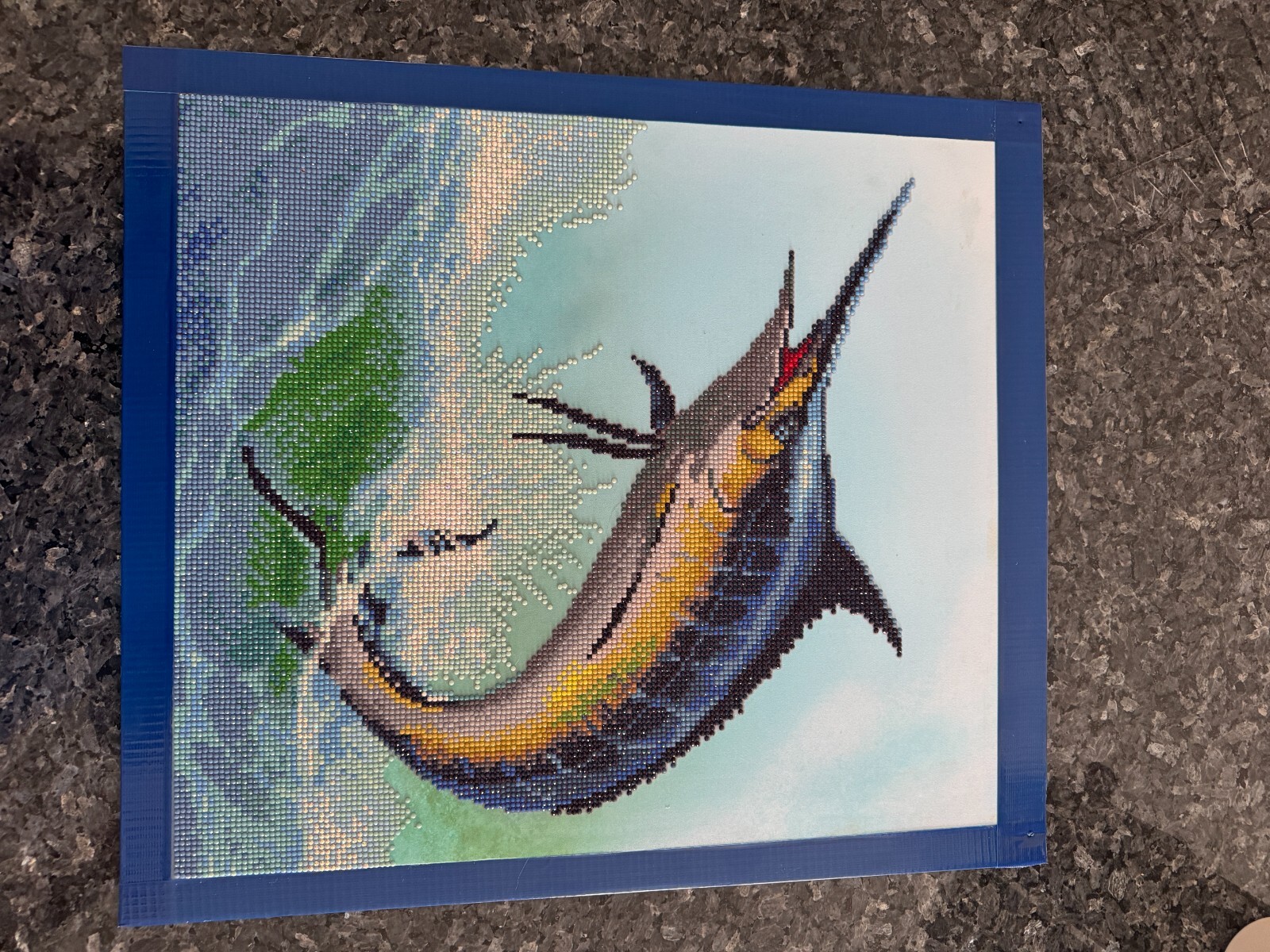 Majestic Marlin Diamond Painting – Completed and Ready to Display – 18×20