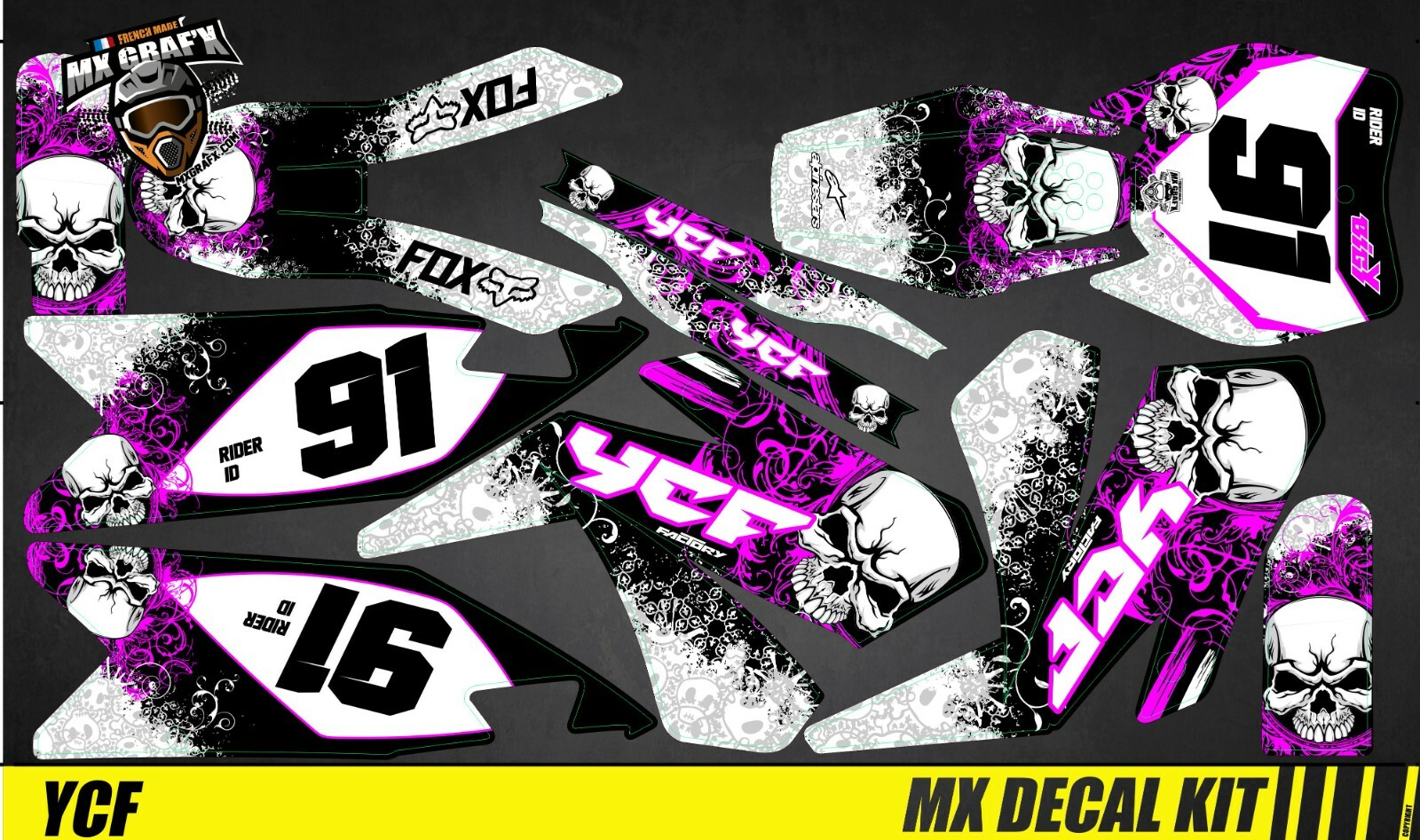 MX Decal Kit For YCF – Pink Skull