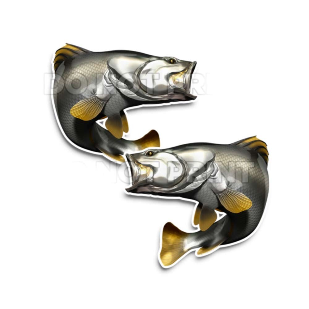 Barramundi Decals Fish Stickers Vinyl Tackle Box Giant Sea Perch – Set of 2 #134