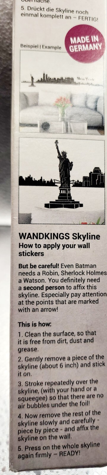 NEW YORK SKYLINE wall sticker Wandkings Aufkleberstatue Liberty 49.2×11.8 in blk