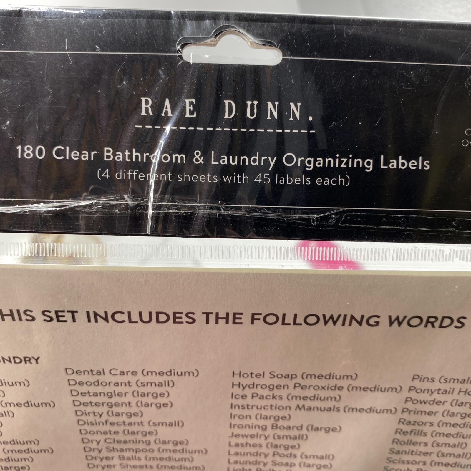 NEW Rae Dunn 180 Clear & Black Kitchen Bathroom Laundry Organizing Labels