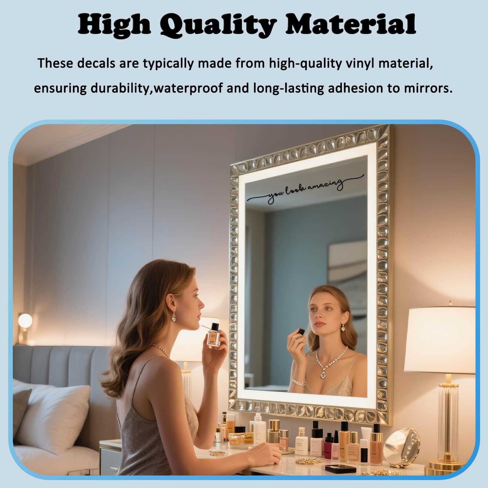You Look Amazing Mirror Decal – 18 x 2.5 Inch Mirror Vinyl Slogan Wall Sticke…